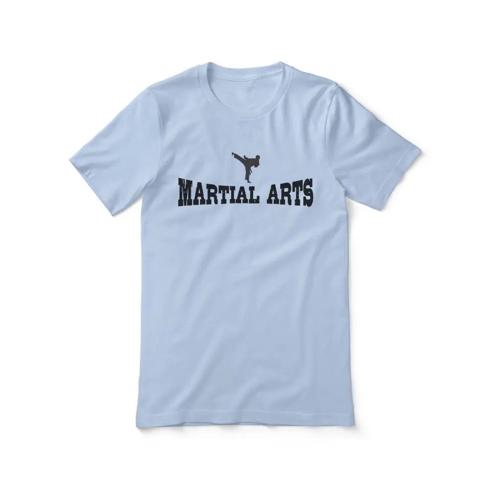 Basic Martial Arts with Martial Artist Icon on a Unisex T-Shirt with a Black Graphic