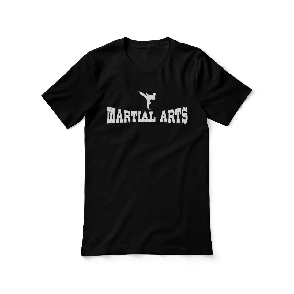 Basic Martial Arts with Martial Artist Icon on a Unisex T-Shirt with a White Graphic