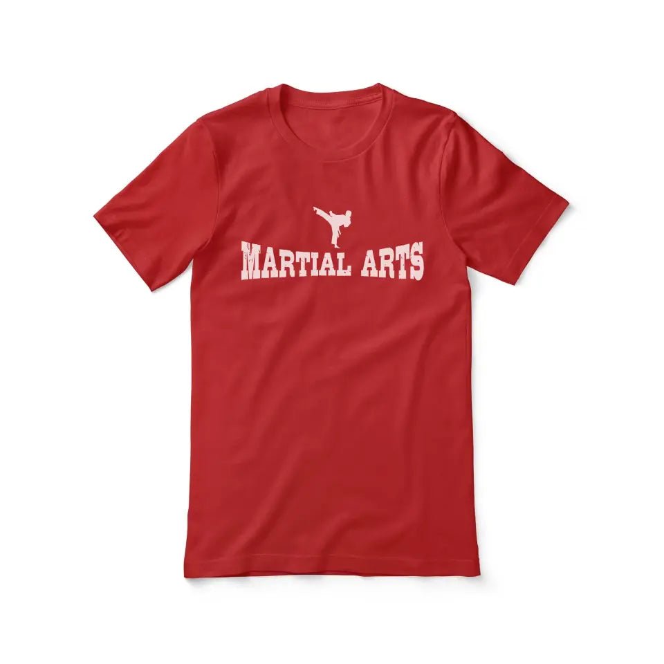 Basic Martial Arts with Martial Artist Icon on a Unisex T-Shirt with a White Graphic