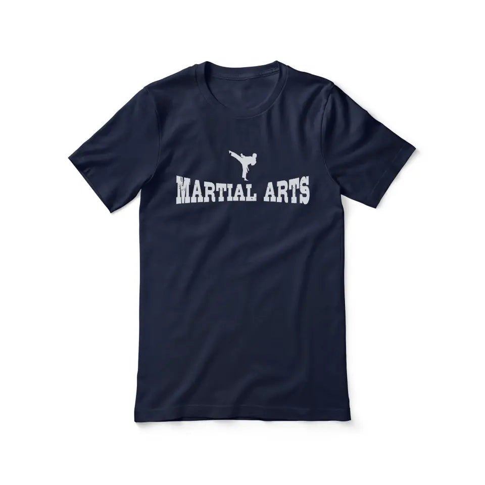 Basic Martial Arts with Martial Artist Icon on a Unisex T-Shirt with a White Graphic