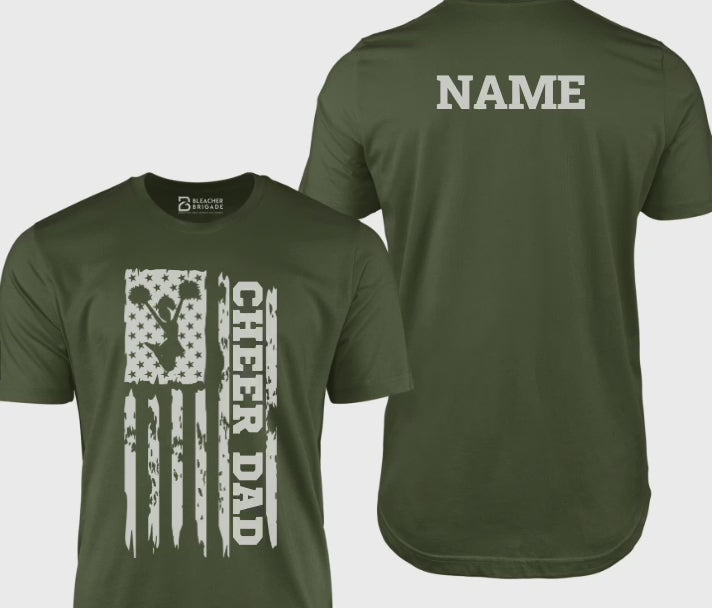 How to personalize a cheer dad shirt and add a cheerleaders name to the shirt.