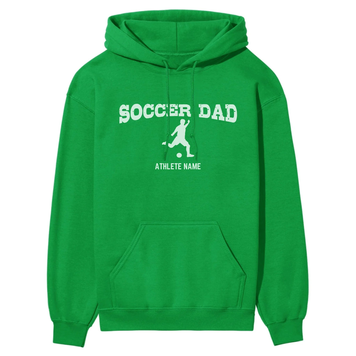 Soccer Dad with Soccer Player Icon and Soccer Player Name on a Hoodie with a White Graphic