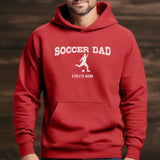 Soccer Dad with Soccer Player Icon and Soccer Player Name on a Hoodie with a White Graphic