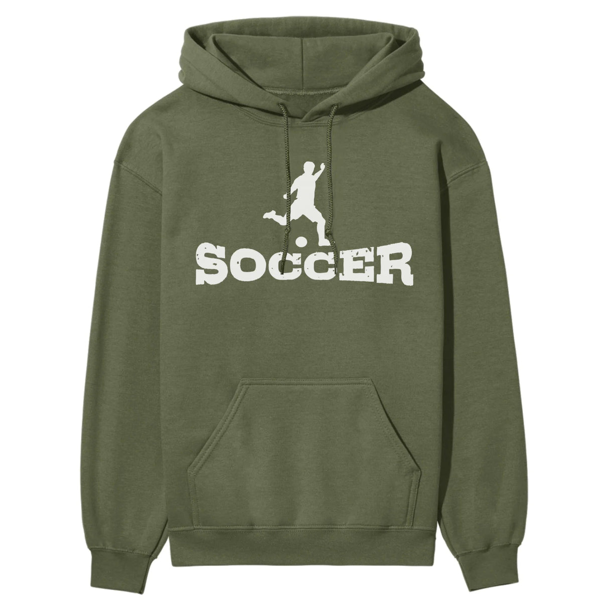 Basic Soccer with Soccer Player Icon on a Hoodie with a White Graphic