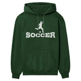 Basic Soccer with Soccer Player Icon on a Hoodie with a White Graphic