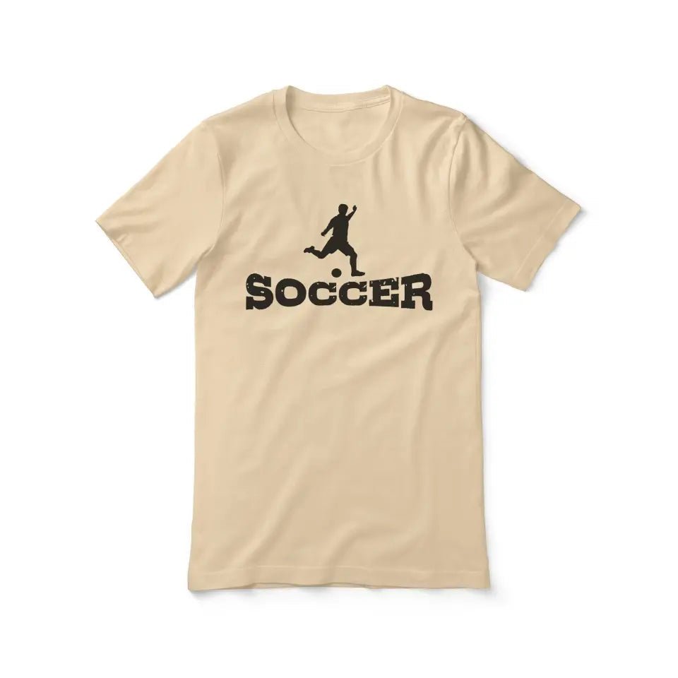 Basic Soccer with Soccer Player Icon on a Unisex T-Shirt with a Black Graphic