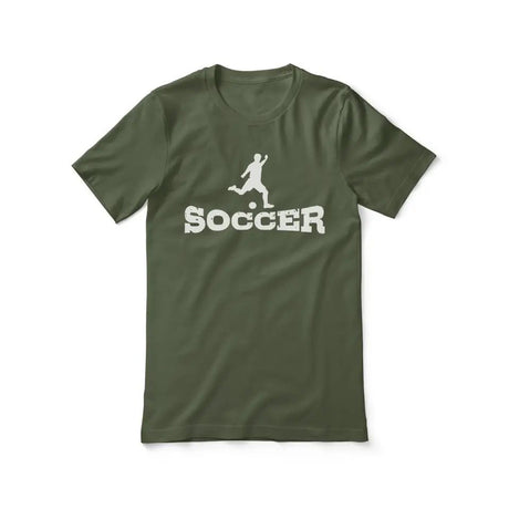 Basic Soccer with Soccer Player Icon on a Unisex T-Shirt with a White Graphic