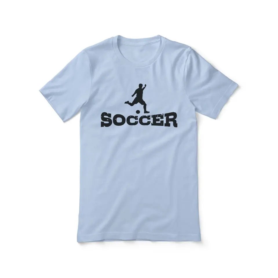 Basic Soccer with Soccer Player Icon on a Unisex T-Shirt with a Black Graphic