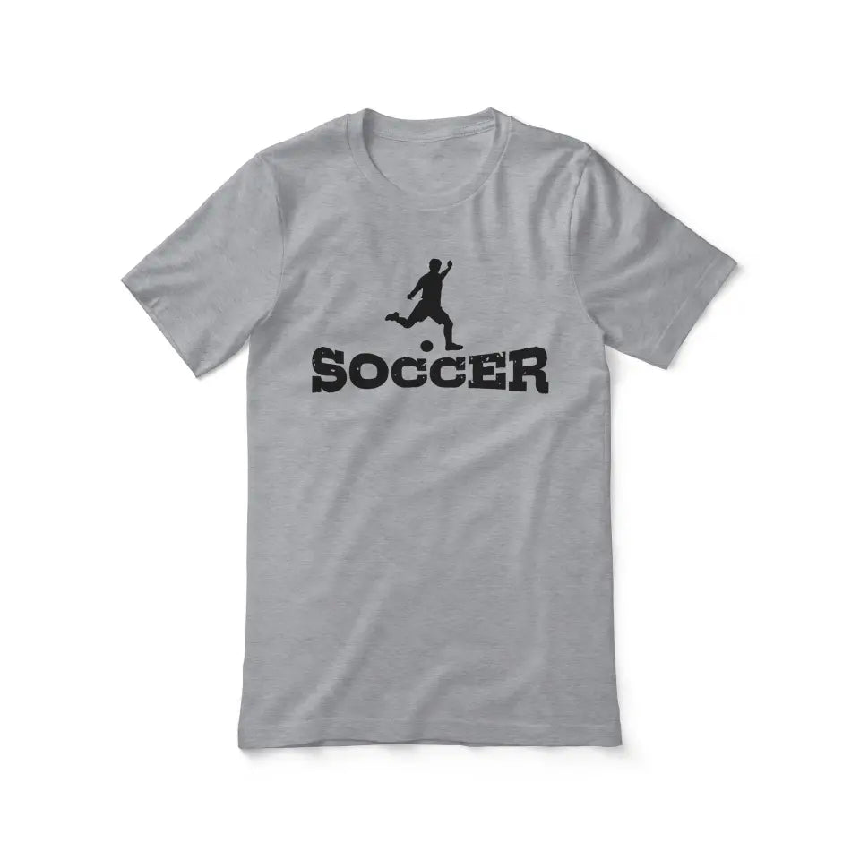 Basic Soccer with Soccer Player Icon on a Unisex T-Shirt with a Black Graphic