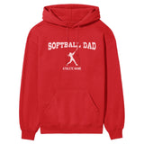 Softball Dad with Softball Player Icon and Softball Player Name on a Hoodie with a White Graphic