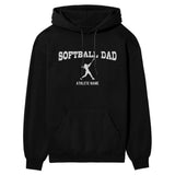 Softball Dad with Softball Player Icon and Softball Player Name on a Hoodie with a White Graphic