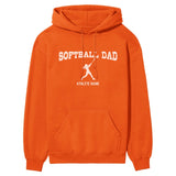 Softball Dad with Softball Player Icon and Softball Player Name on a Hoodie with a White Graphic