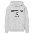 Softball Dad with Softball Player Icon and Softball Player Name on a Hoodie with a Black Graphic