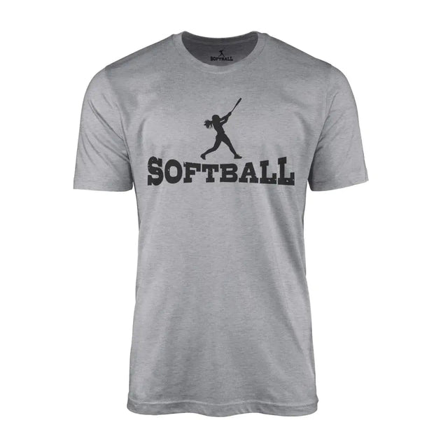 Basic Softball with Softball Player Icon on a Men's T-Shirt with a Black Graphic