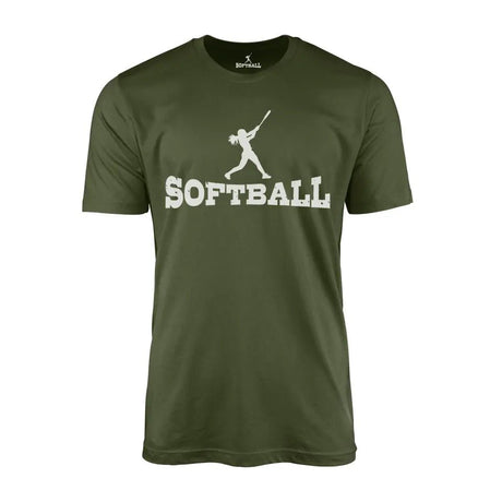 Basic Softball with Softball Player Icon on a Men's T-Shirt with a White Graphic