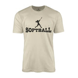 Basic Softball with Softball Player Icon on a Men's T-Shirt with a Black Graphic