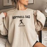 Softball Dad with Softball Player Icon and Softball Player Name on a Sweatshirt with a Black Graphic