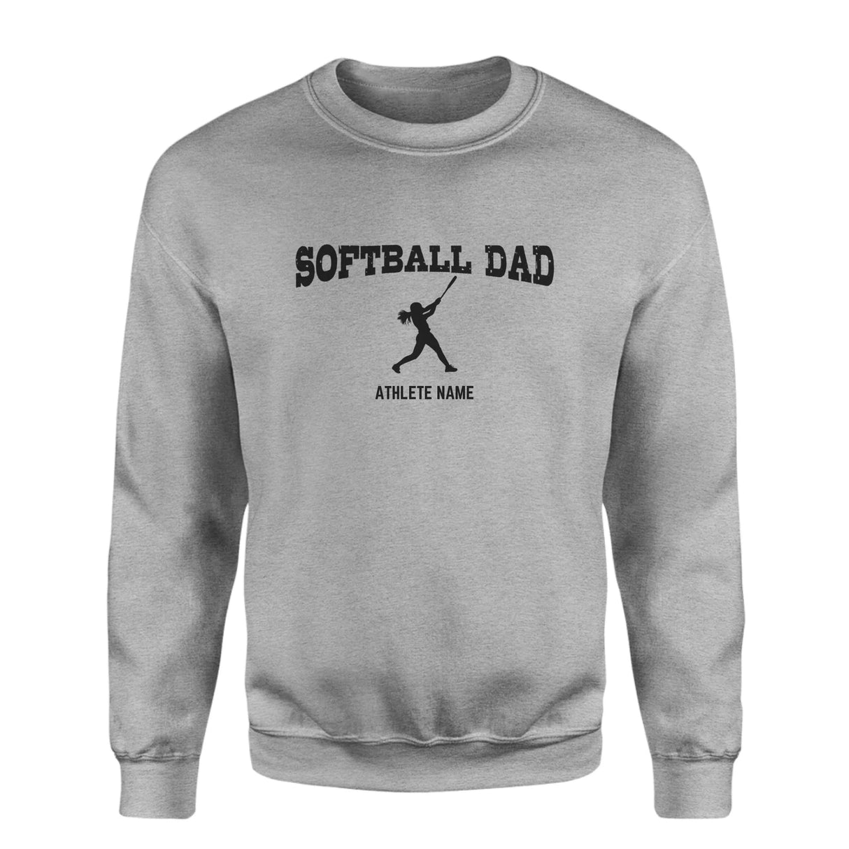 Softball Dad with Softball Player Icon and Softball Player Name on a Sweatshirt with a Black Graphic