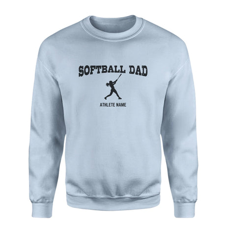 Softball Dad with Softball Player Icon and Softball Player Name on a Sweatshirt with a Black Graphic