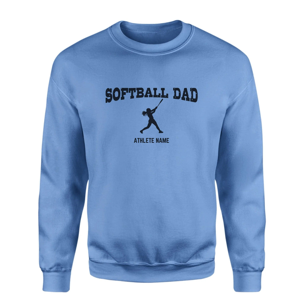 Softball Dad with Softball Player Icon and Softball Player Name on a Sweatshirt with a Black Graphic