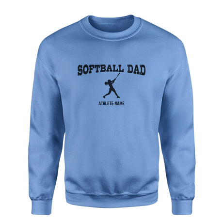 Softball Dad with Softball Player Icon and Softball Player Name on a Sweatshirt with a Black Graphic