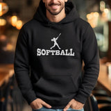 Basic Softball with Softball Player Icon on a Hoodie with a White Graphic