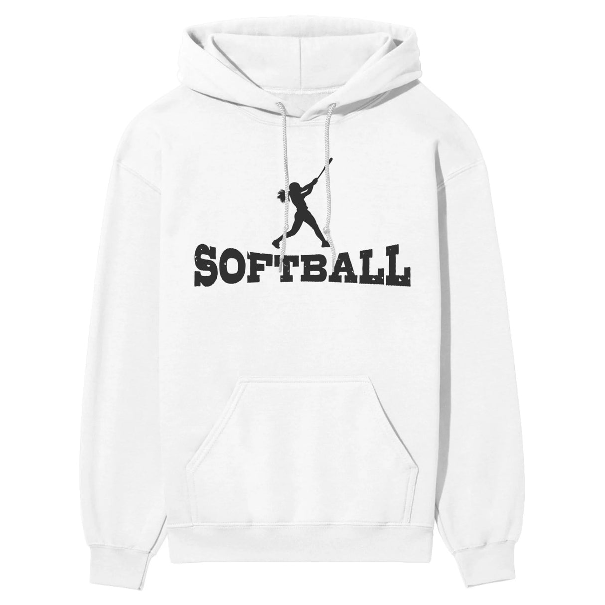 Basic Softball with Softball Player Icon on a Hoodie with a Black Graphic