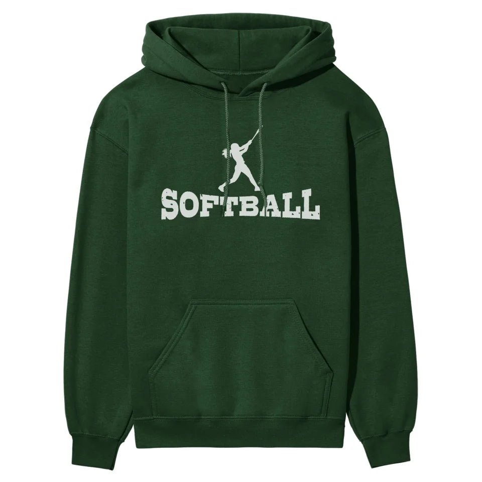 Basic Softball with Softball Player Icon on a Hoodie with a White Graphic