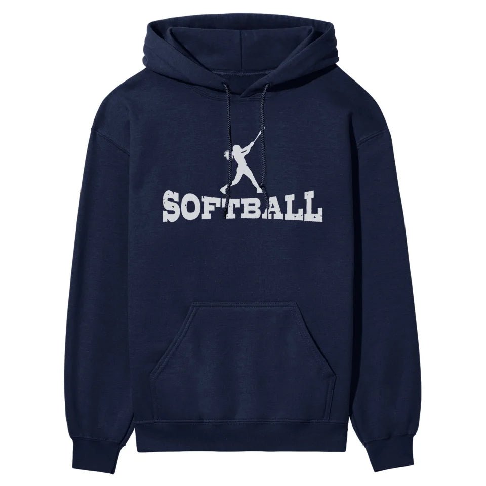 Basic Softball with Softball Player Icon on a Hoodie with a White Graphic