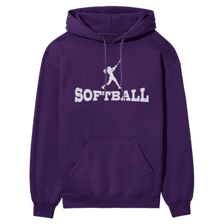 Basic Softball with Softball Player Icon on a Hoodie with a White Graphic