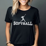 Basic Softball with Softball Player Icon on a Unisex T-Shirt with a White Graphic