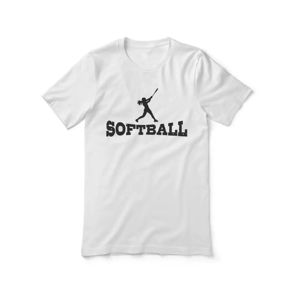 Basic Softball with Softball Player Icon on a Unisex T-Shirt with a Black Graphic