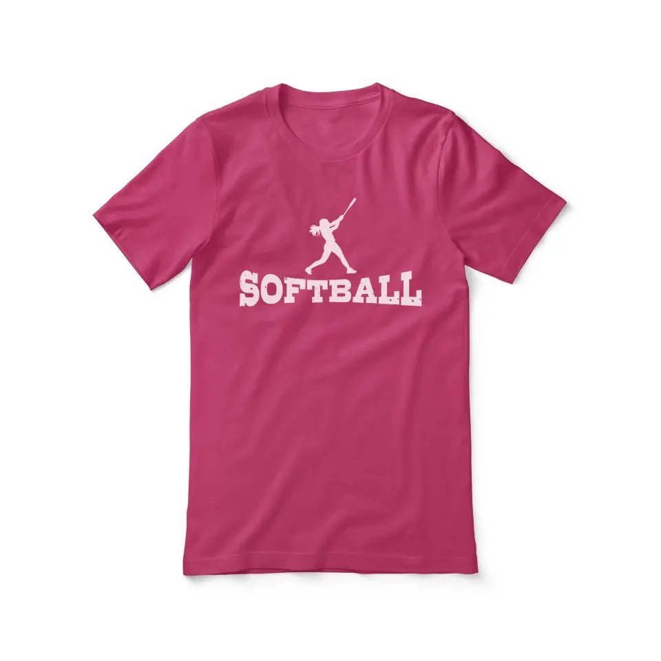 Basic Softball with Softball Player Icon on a Unisex T-Shirt with a White Graphic