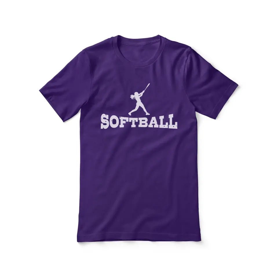 Basic Softball with Softball Player Icon on a Unisex T-Shirt with a White Graphic