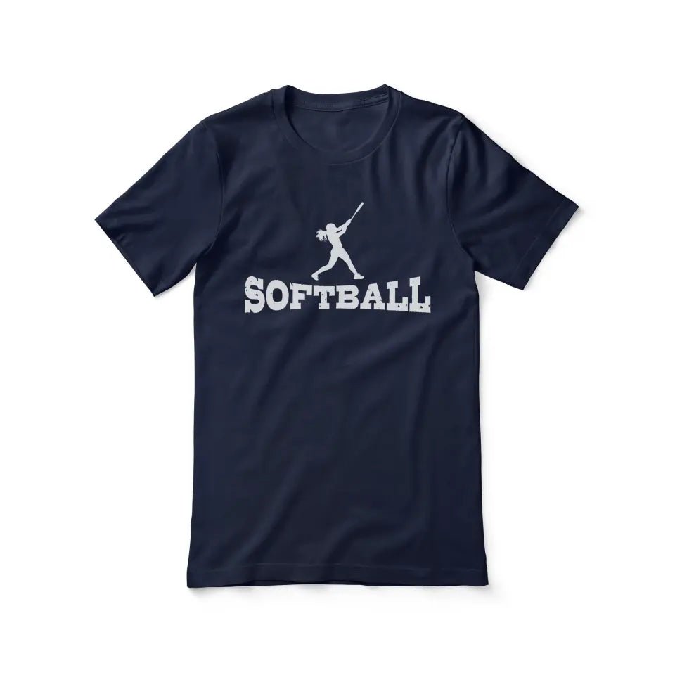 Basic Softball with Softball Player Icon on a Unisex T-Shirt with a White Graphic