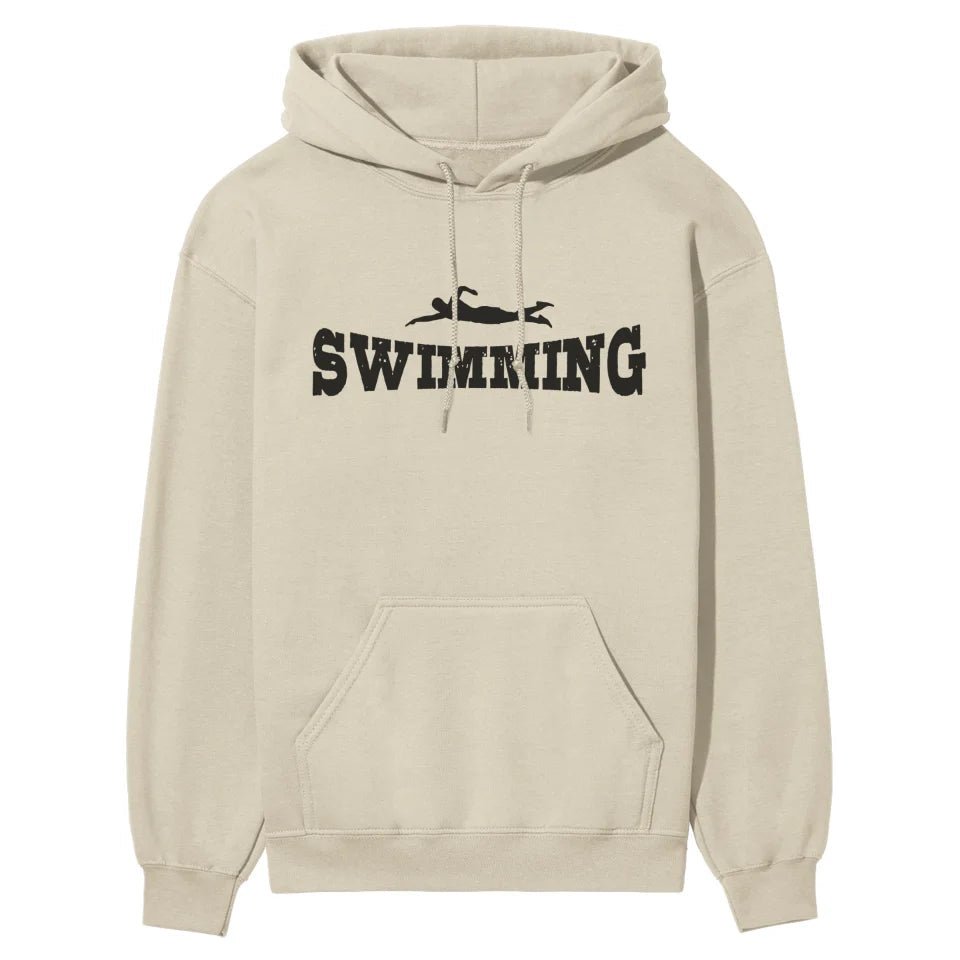 Basic Swimming with Swimmer Icon on a Hoodie with a Black Graphic