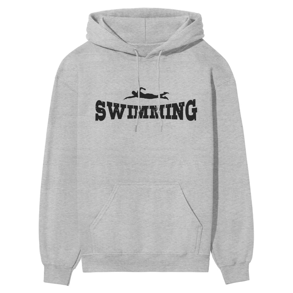 Basic Swimming with Swimmer Icon on a Hoodie with a Black Graphic