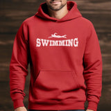 Basic Swimming with Swimmer Icon on a Hoodie with a White Graphic