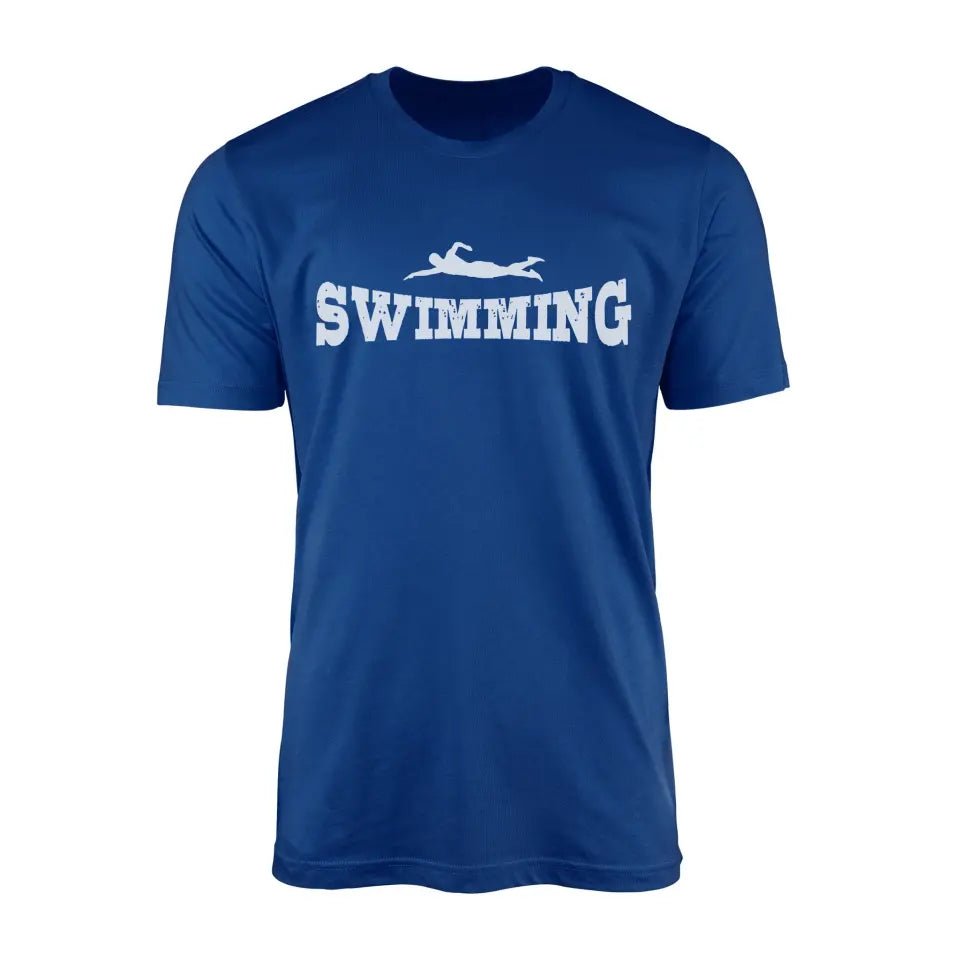 Basic Swimming with Swimmer Icon on a Men's T-Shirt with a White Graphic