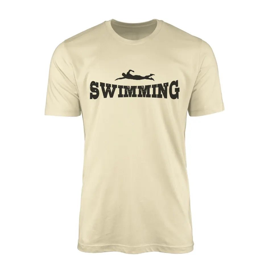 Basic Swimming with Swimmer Icon on a Men's T-Shirt with a Black Graphic