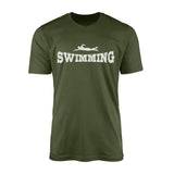 Basic Swimming with Swimmer Icon on a Men's T-Shirt with a White Graphic