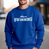 Basic Swimming with Swimmer Icon on a Sweatshirt with a White Graphic