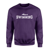 Basic Swimming with Swimmer Icon on a Sweatshirt with a White Graphic