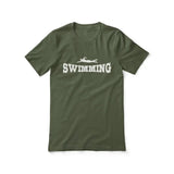 Basic Swimming with Swimmer Icon on a Unisex T-Shirt with a White Graphic