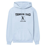 Tennis Dad with Tennis Player Icon and Tennis Player Name on a Hoodie with a Black Graphic