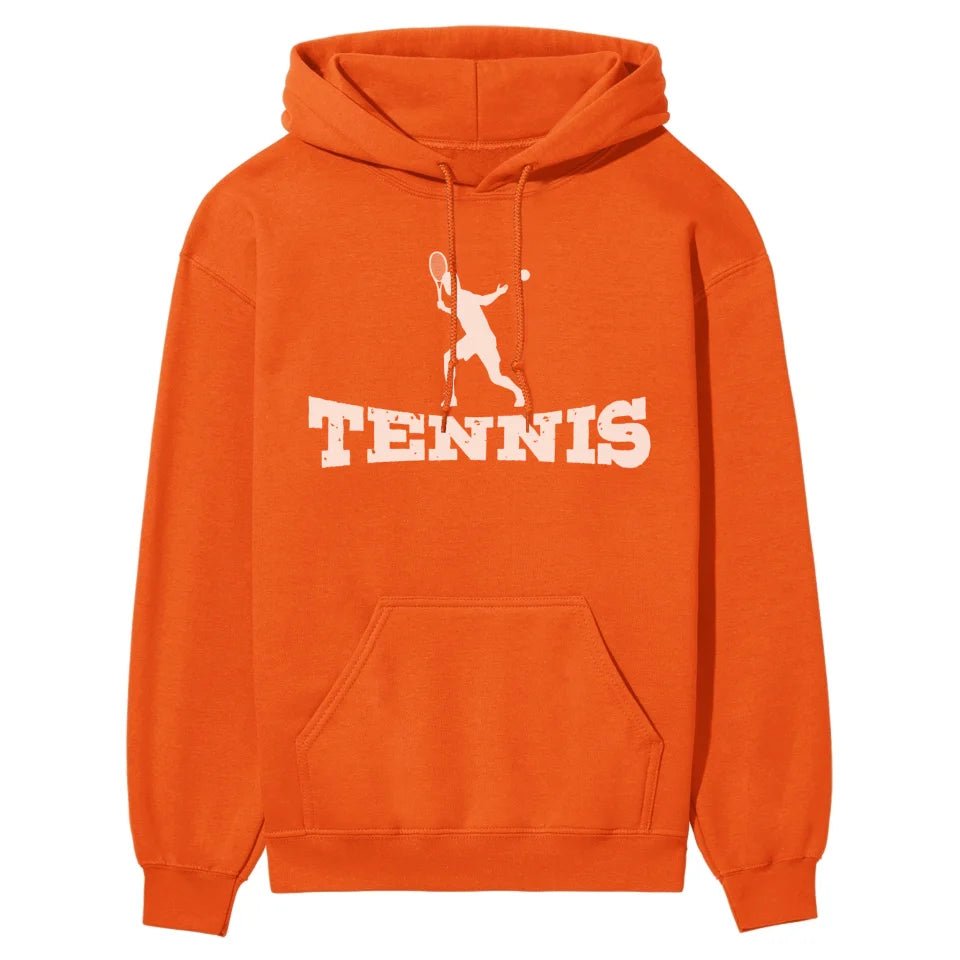 Basic Tennis with Tennis Player Icon on a Hoodie with a White Graphic