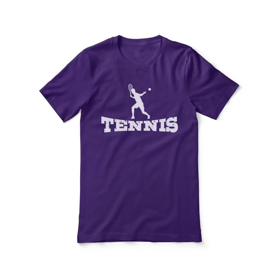 Basic Tennis with Tennis Player Icon on a Unisex T-Shirt with a White Graphic