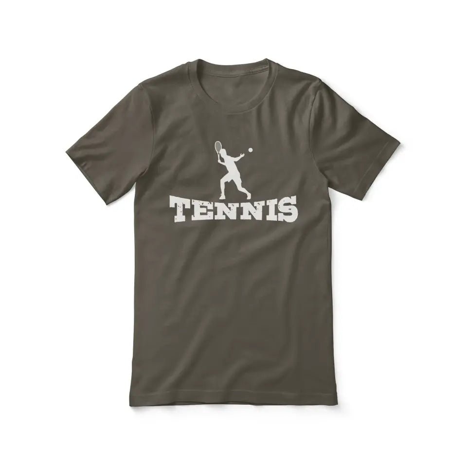 Basic Tennis with Tennis Player Icon on a Unisex T-Shirt with a White Graphic