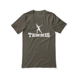 Basic Tennis with Tennis Player Icon on a Unisex T-Shirt with a White Graphic