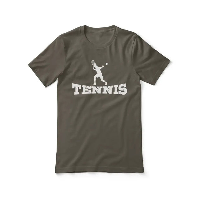 Basic Tennis with Tennis Player Icon on a Unisex T-Shirt with a White Graphic